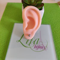 Arete dormilonas plateada bolita acero inoxidable