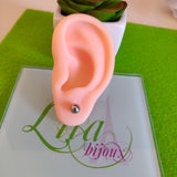 Arete dormilonas plateada bolita acero inoxidable