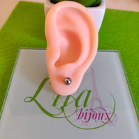 Arete dormilonas plateada bolita acero inoxidable
