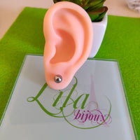 Arete dormilonas plateada bolita acero inoxidable