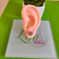 Arete dormilonas plateada bolita acero inoxidable