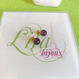 Arete acero inoxidable cristales morado