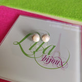 Arete Plateado flor perla de rio-72