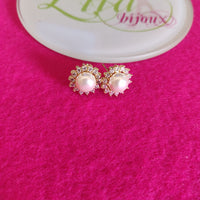 Arete dorado flor perla de rio-115