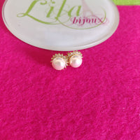 Arete dorado flor perla de rio-116