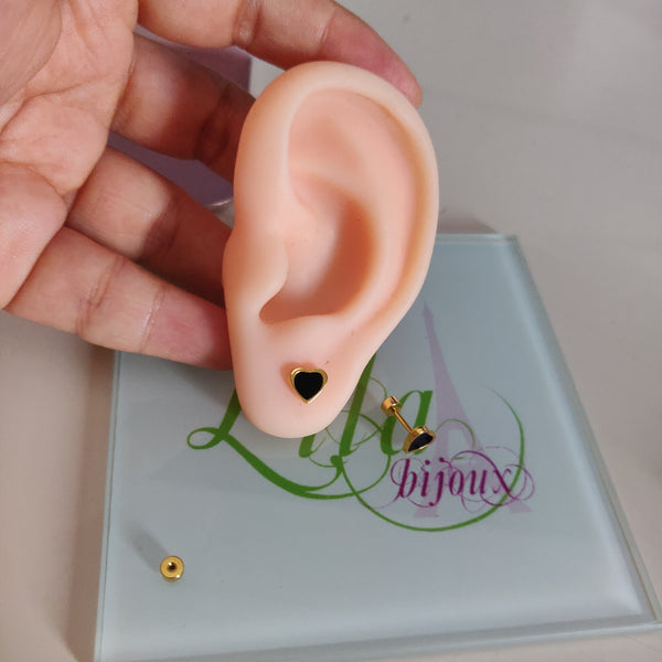 Arete acero rosquita Corazon-217