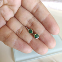 Aretes plata baño oro 14k verde-117B
