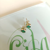 Aretes plata baño oro 14k verde-117B
