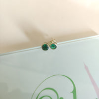 Aretes plata baño oro 14k verde-117B