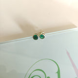 Aretes plata baño oro 14k verde-117B