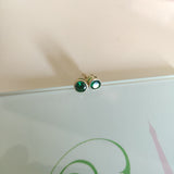 Aretes plata baño oro 14k verde-117B