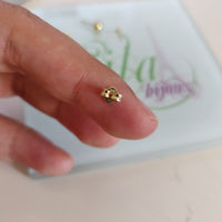 Aretes plata baño oro 14k dormilonas-Varios Tamaños a escoger