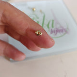 Aretes plata baño oro 14k dormilonas-Varios Tamaños a escoger