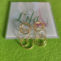 Aretes plata baño oro 14k largo-131