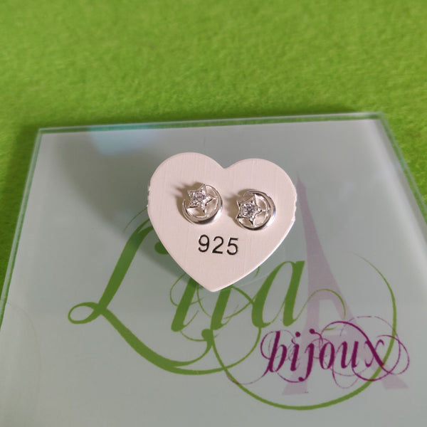 Aretes plata 925 luna estrella-115