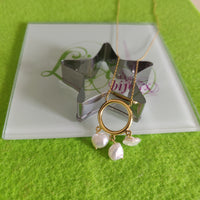 Cadena baño oro Perlas y circulo-10