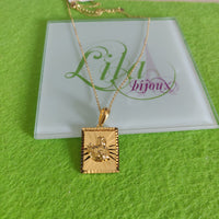 Cadena Oro Laminado Sagrado corazón de Jesús 18 capas de oro 14k-22