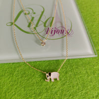 Cadena doble baño oro 14k elefante-29