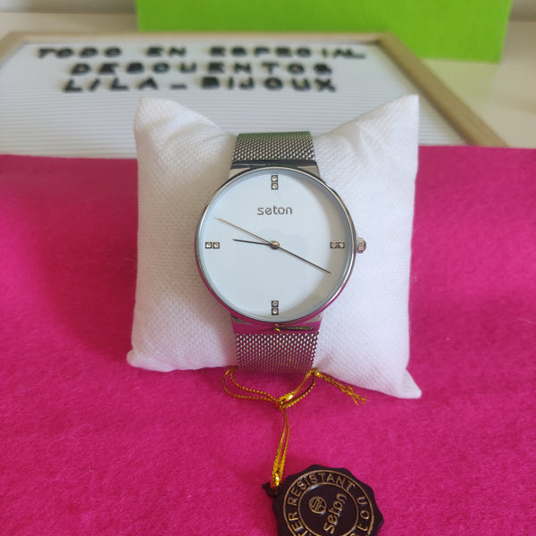 Reloj Seton plateado grande
