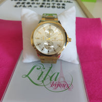Reloj salvis dorado grande fondo blanco