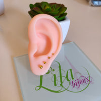 Arete dormilonas dorada bolita acero inoxidable
