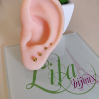 Arete dormilonas dorada bolita acero inoxidable