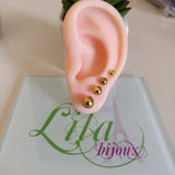 Arete dormilonas dorada bolita acero inoxidable
