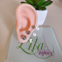 Arete dormilonas plateada bolita acero inoxidable