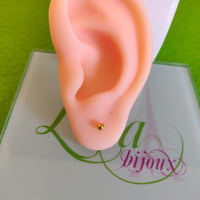 Arete dormilonas dorada bolita acero inoxidable