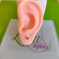 Arete dormilonas dorada bolita acero inoxidable