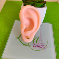 Arete dormilonas dorada bolita acero inoxidable