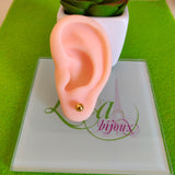Arete dormilonas dorada bolita acero inoxidable