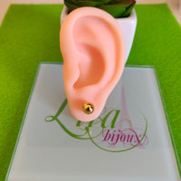 Arete dormilonas dorada bolita acero inoxidable