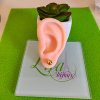 Arete dormilonas dorada bolita acero inoxidable