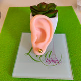 Arete dormilonas dorada bolita acero inoxidable
