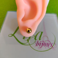 Arete dormilonas dorada bolita acero inoxidable