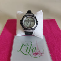 Reloj deportivo redondo negro