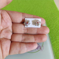 Arete plateado flor colores-56
