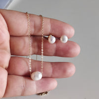 Set Cadena y arete dorado perla- SET08