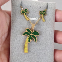 Set Cadena y arete palma- SET11