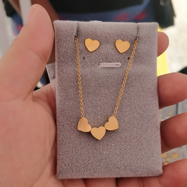 Set Cadena y arete 3 corazones - SET29