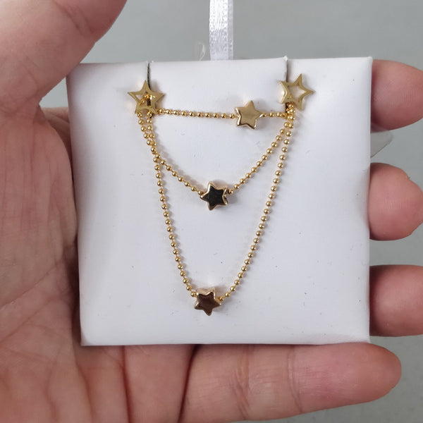 Set Cadena y aretes Triple estrellas - SET54