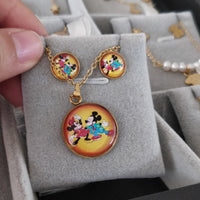 Set Cadena y aretes Mickey y Minnie - SET61