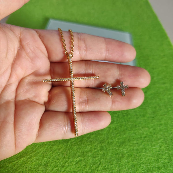 Set Cadena y aretes Cruz - SET65