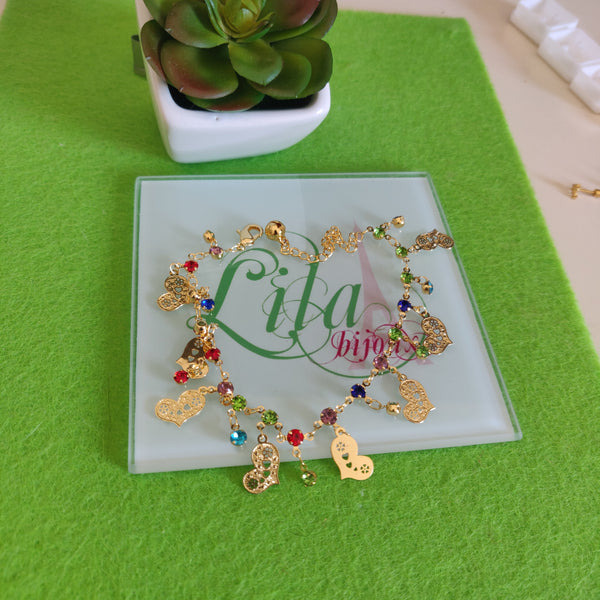 Tobillera dorada oro laminado colores