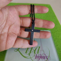 Cadena Hombre Cruz Negra Acero Inoxidable