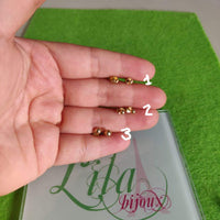 Aretes plata baño oro 14k dormilonas-Varios Tamaños a escoger