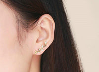 Aretes plata 925 baño oro 14k larguitos