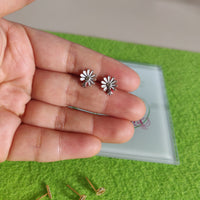 Aretes plata 925 flor mariquita